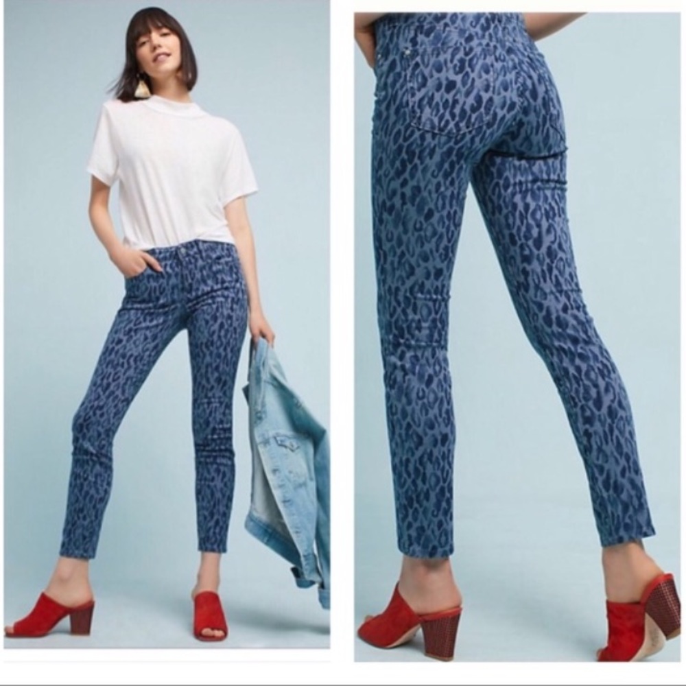 🛑SOLD Anthro PILCRO Leopard Mid-Rise SkinnyJeans - Picture 1 of 7